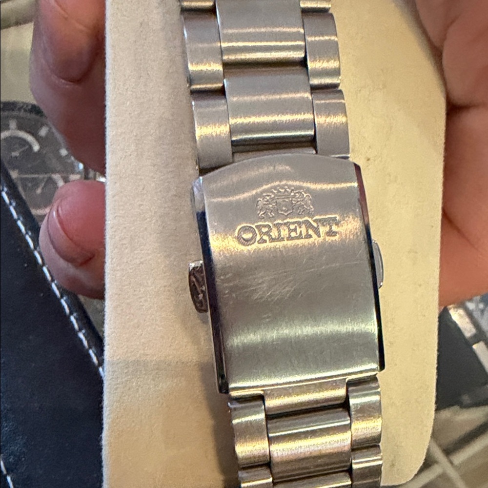 Orient Men's Silver and Black Chronograph Watch - Picture 2 of 3